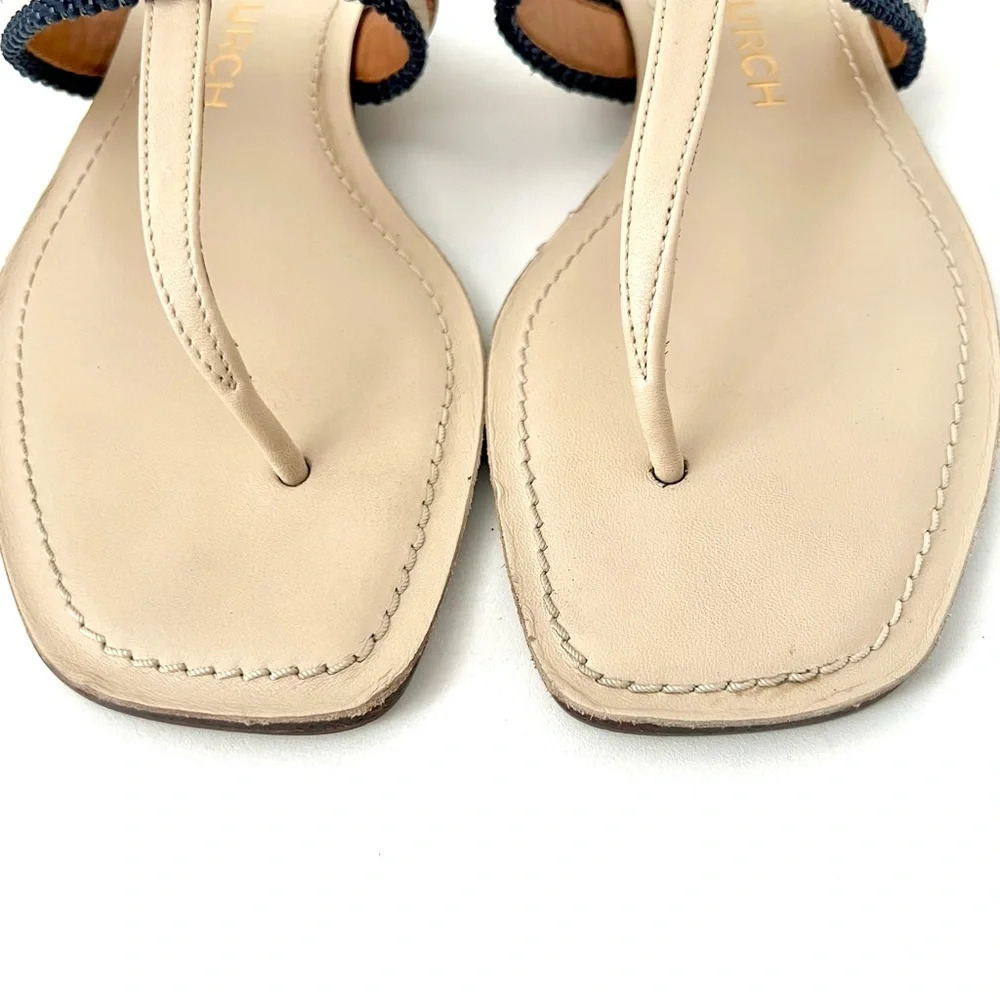 TORY BURCH | Jessa Leather Thong Sandal Dulce De Leche and Tan cream Size 6.5 - Picture 4 of 13